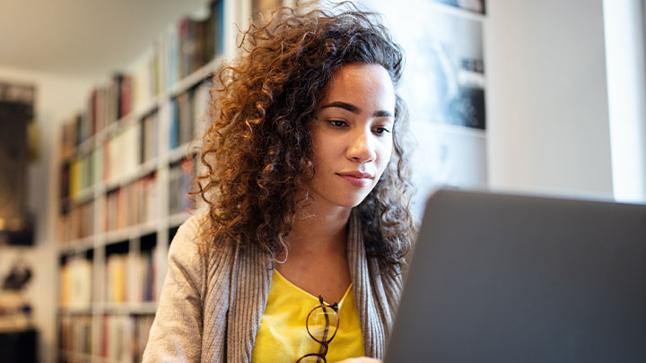 Female student on laptop