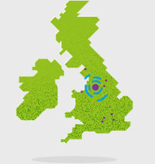 Map of UK - pin points of different locations