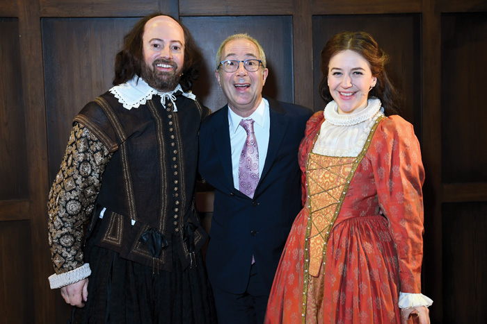 Ben Elton with Upstart Crow stars David Mitchell and Gemma Whelan