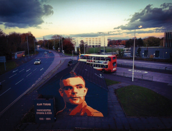 Alan Turing painting as part of Khazi Project at 173 Princess Road by Tank Petrol